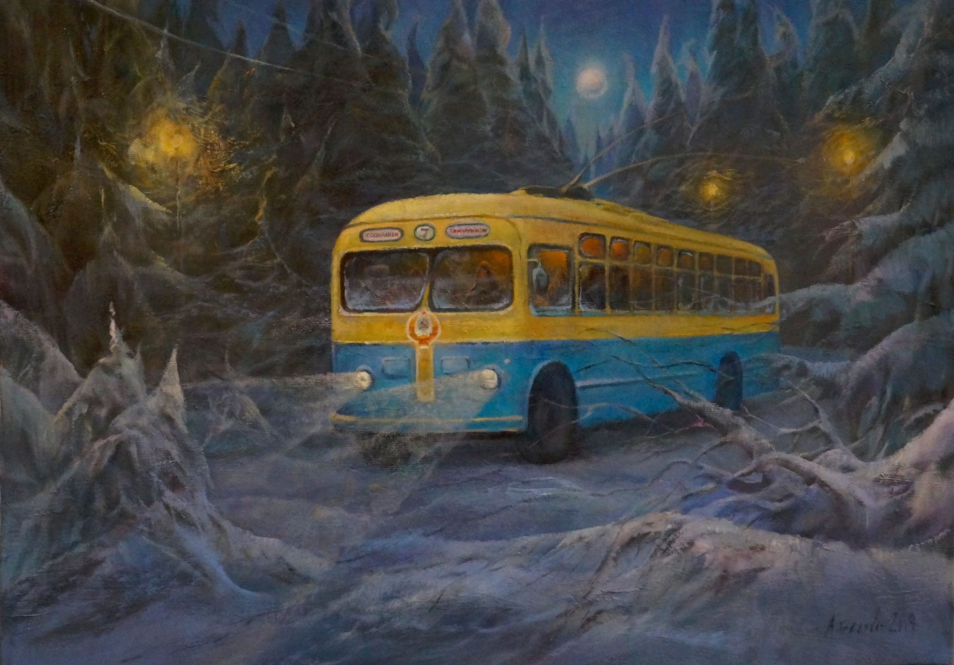 Заблудившийся троллейбус - 1, Александр Беляев , Купить картину Масло