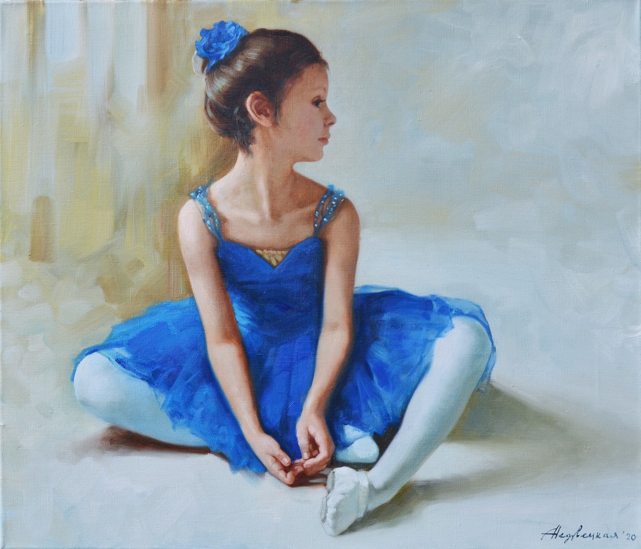Маленькая балерина в синем - 1, Александра Недзвецкая, Купить картину Масло