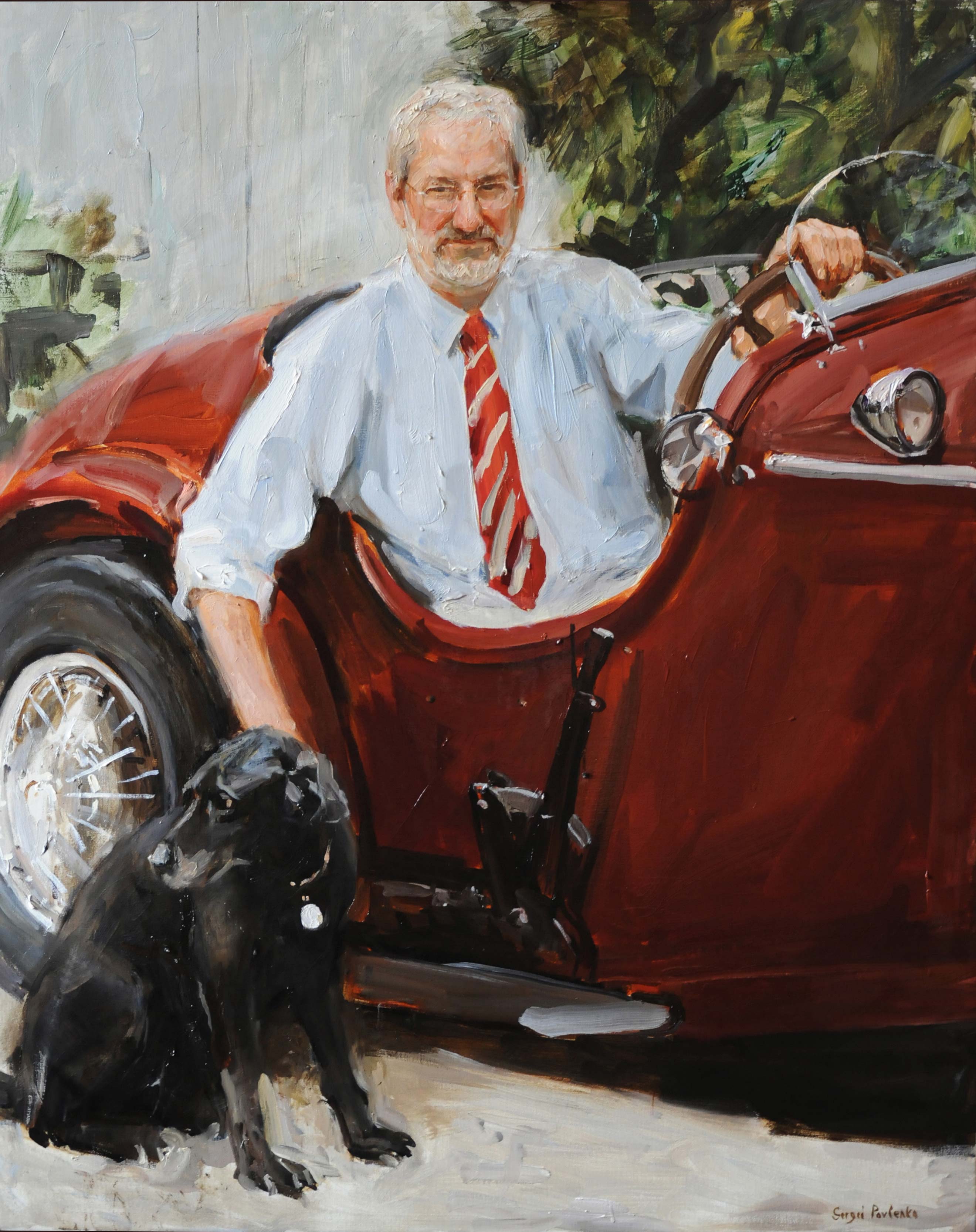 Портрет мужчины с собакой, Сергей Павленко, Купить картину Масло