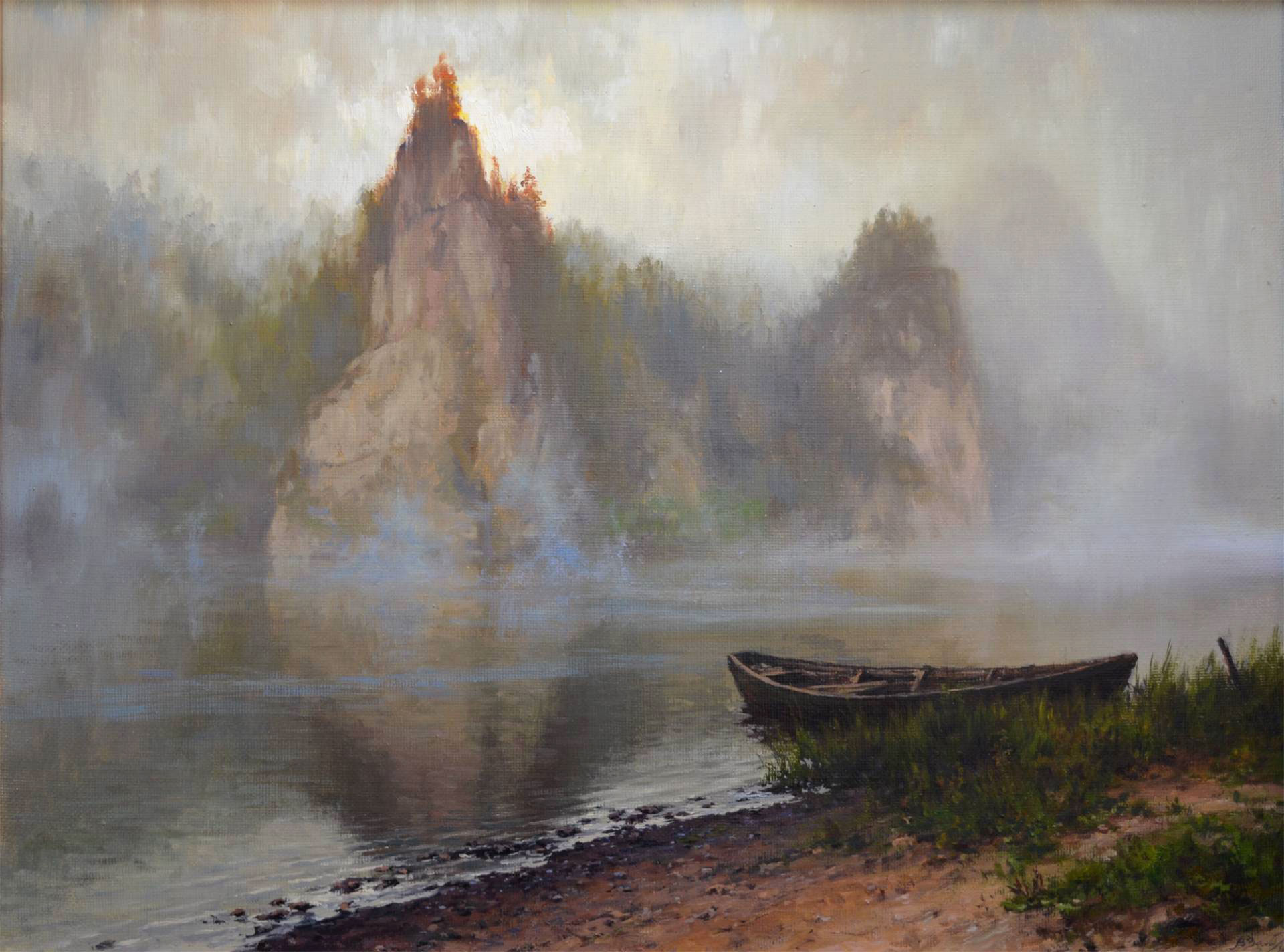 Бежит река, в тумане тает - 1, Вадим Зайнуллин , Купить картину Масло