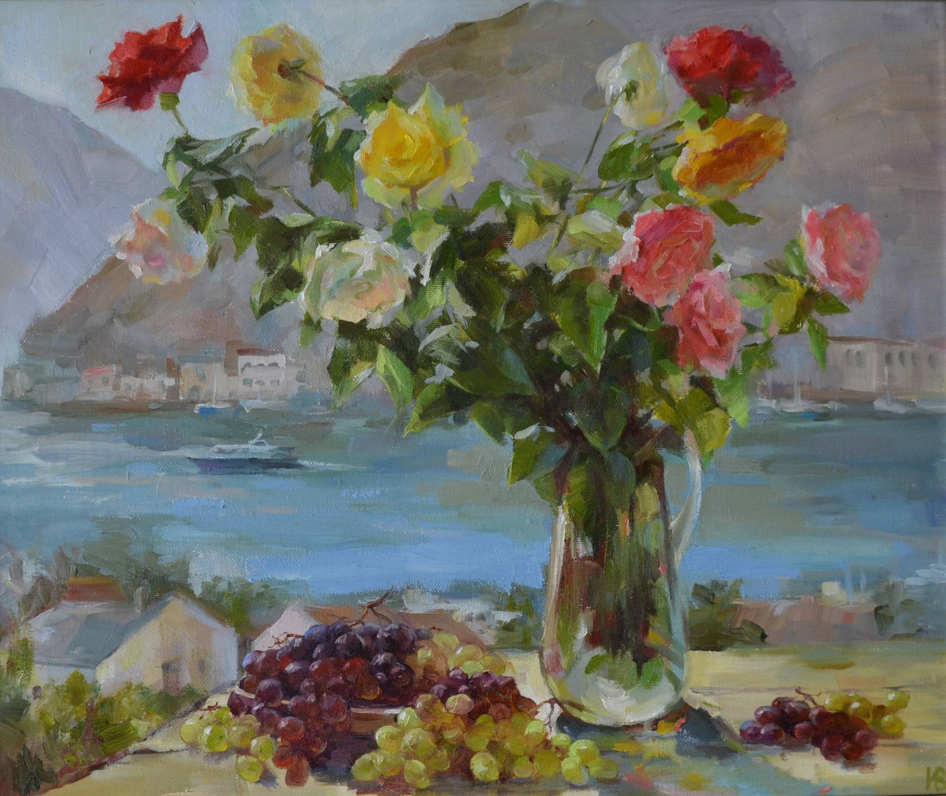 Розы и виноград - 1, Ирина Волостникова , Купить картину Масло