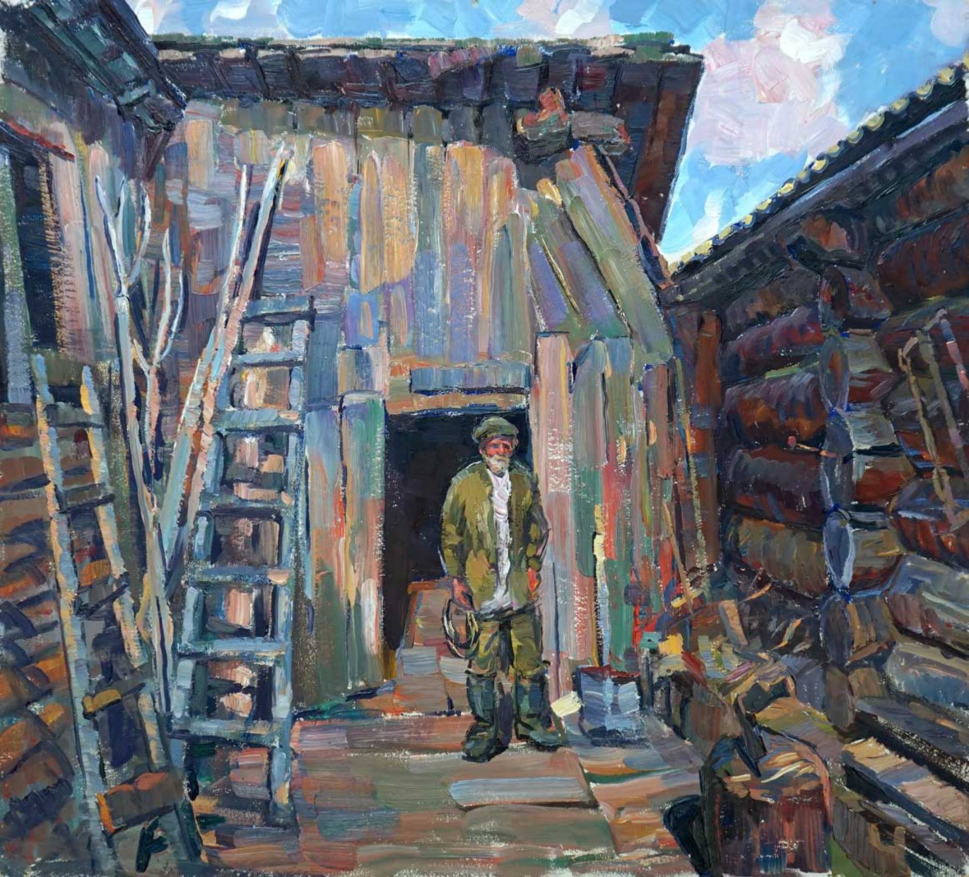 Старик у сарая - 1, Юрий Сидорович , Купить картину Масло