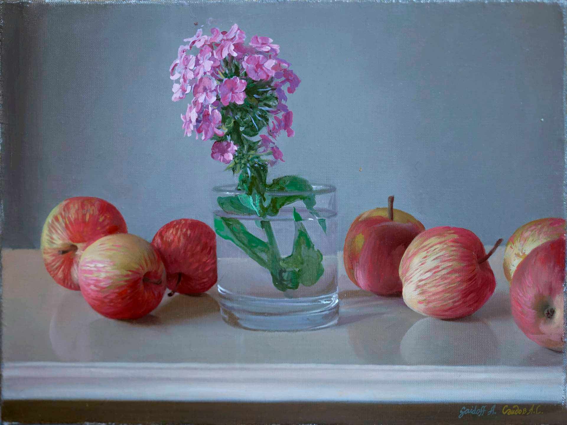 Цветок и яблоки , Александр Саидов, Купить картину Масло