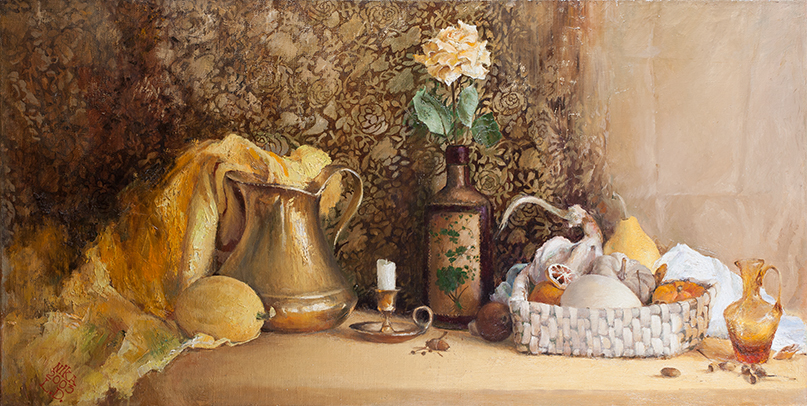 Желтый натюрморт с тыквами - 1, Лидия Диннер, Купить картину Масло