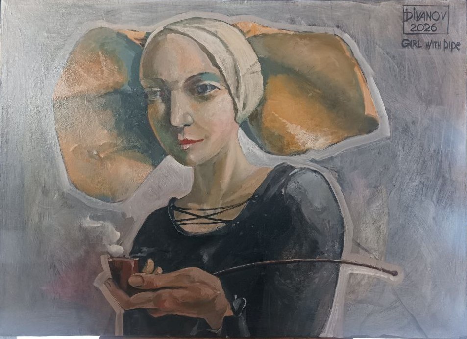 Девушка с трубкой - 1, Дмитрий Иванов (DIVANOV), Купить картину Масло