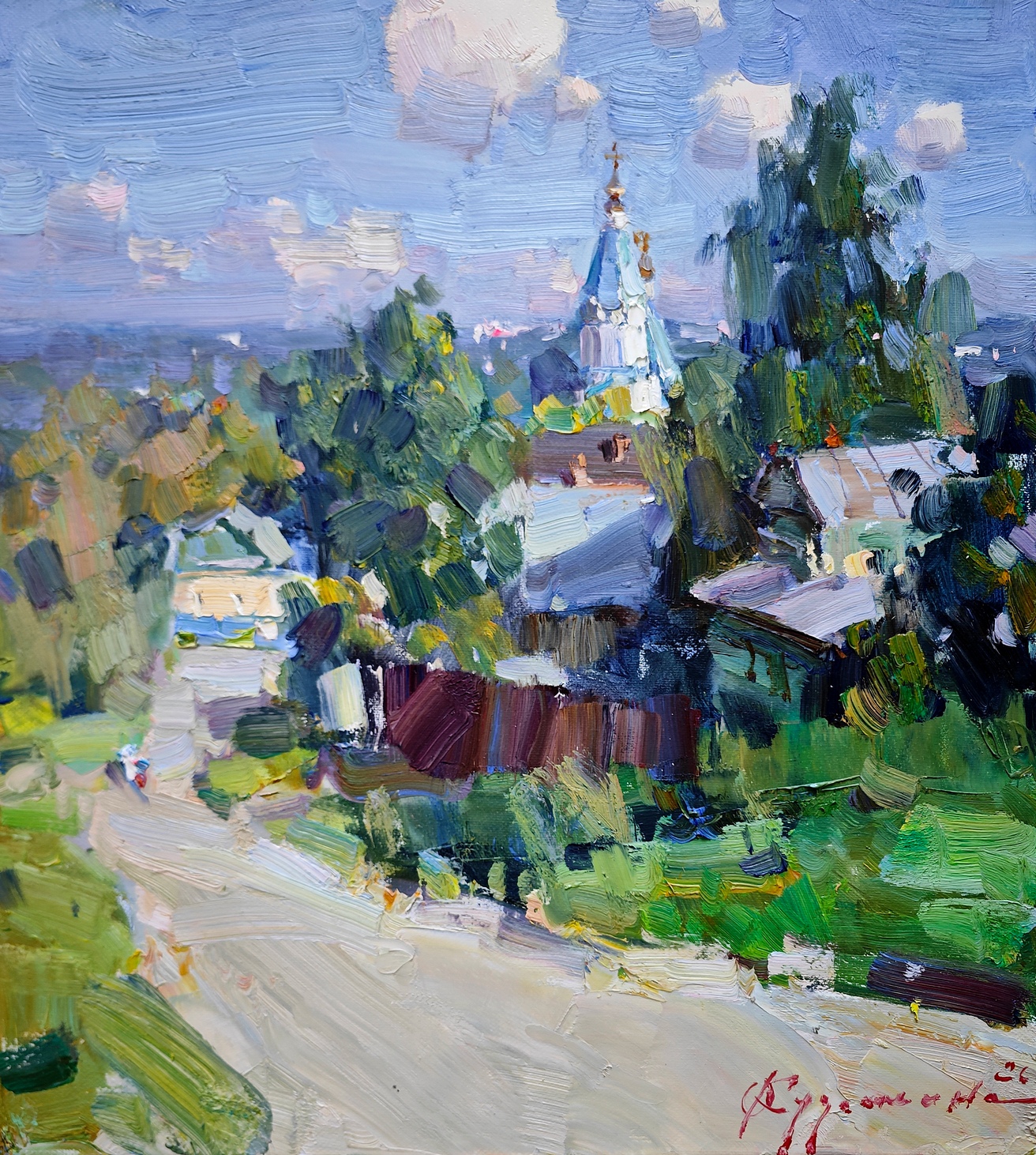Вид на храм в Беседах - 1, Ольга Кузьмина, Купить картину Масло